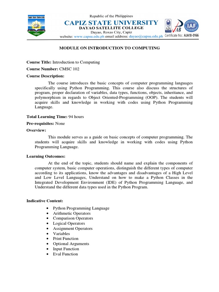 CS 101 Chapter 4 | PDF | Python (Programming Language) | Parameter ...