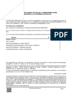 Declaración jurada de salud y compromiso para comunicar a la autoridad