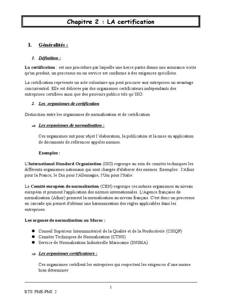 Types de certification qualité PME | PDF | Management de la qualité ...