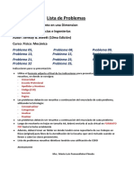 Lista de Problemas Propuestos - Cap. 2 Movimiento en Una Dimension A