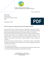 Il Servizio veterinario e la riorganizzazione del servizio sanitario provinciale.