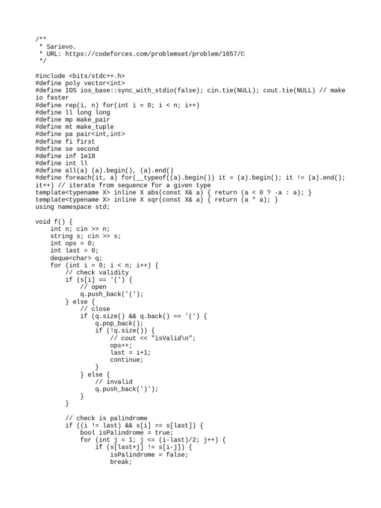 C Bracket Sequence Deletion PDF