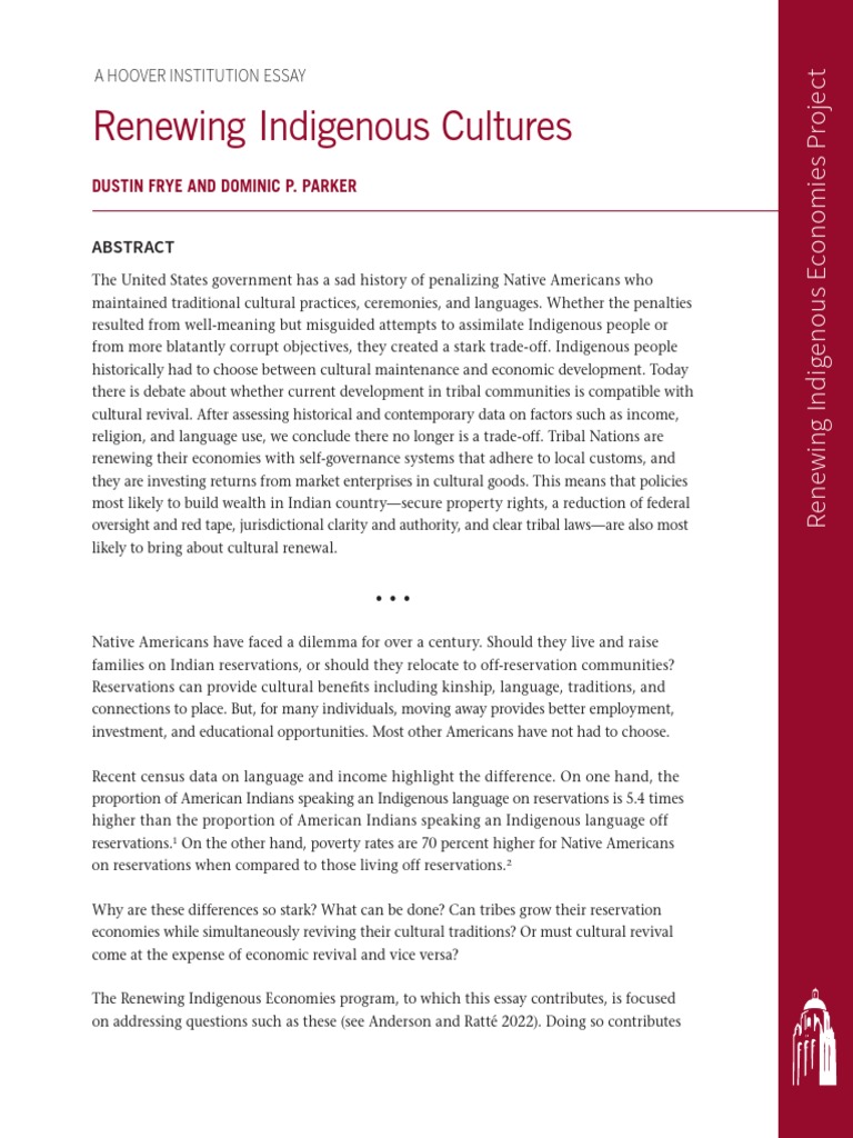 Renewing Indigenous Cultures | PDF | Native Americans In The United ...