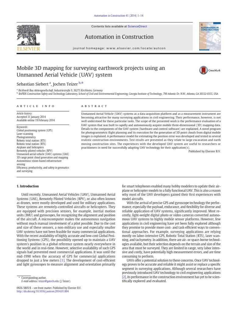 2014 Artigo - Mobile 3D Mapping Unmanned Aerial Vehicle | PDF ...