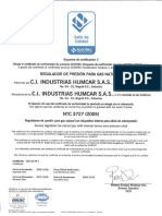 Reguladores de presión de gas Humcar certificados NTC 3727