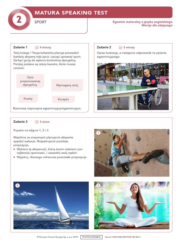 Focus3 2E Matura Speaking Unit 2 For Student | PDF