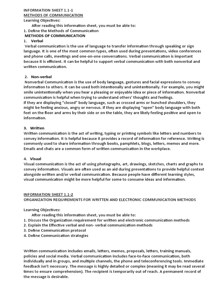 Tesda info sheet 1 1 1 methods of communication pdf hypertext