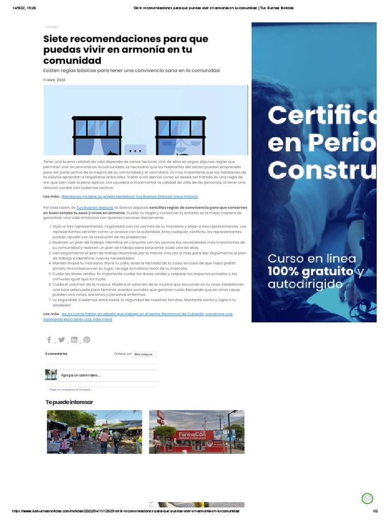 Siete Recomendaciones para Que Puedas Vivir en Armonía en Tu Comunidad ...