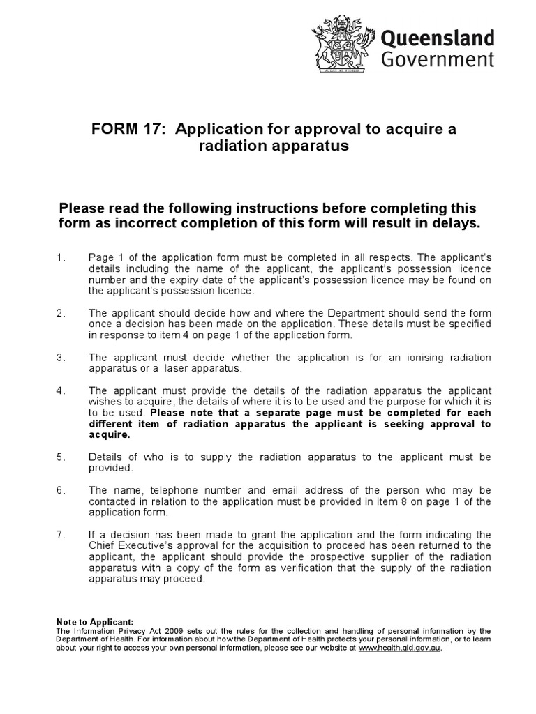 Application for Radiation Approval | PDF