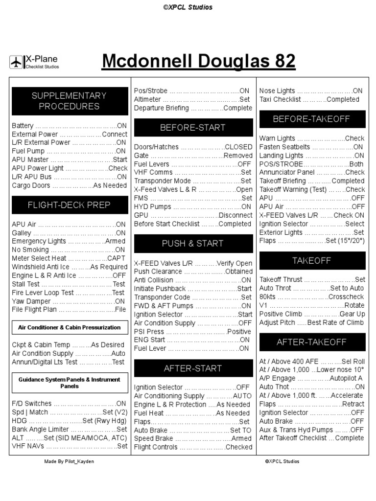 MD82 Default XPlane 11 PDF Aviation Manufactured Goods