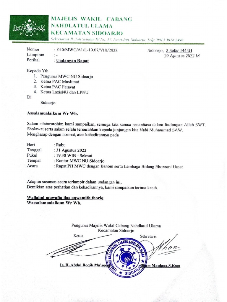 Undangan Rapat | PDF