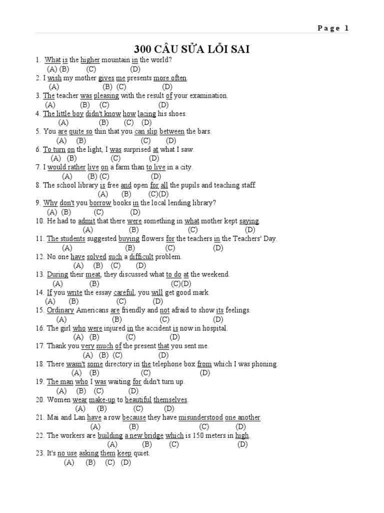 300 Common Grammar Mistakes Pdf Tooth Enamel