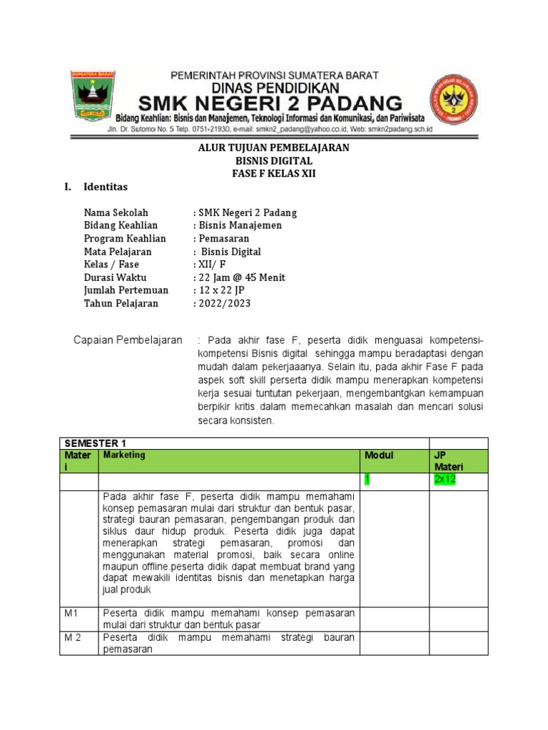 ATP Bisnis Digital Kelas XIIok PDF Bisnis