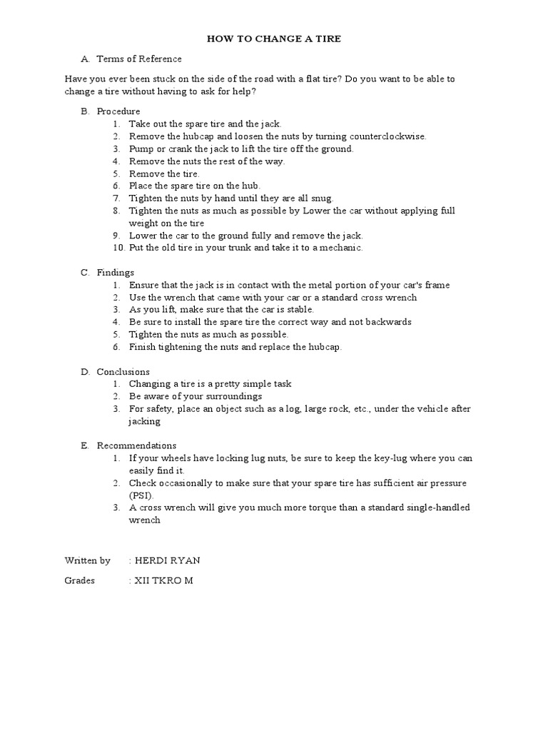 HOW TO CHANGE A TIRE PDF