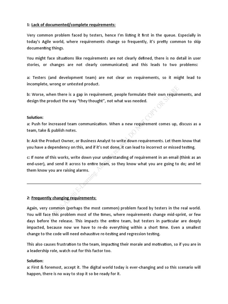 Lack of documented requirements | PDF | Software Testing | Scrum ...