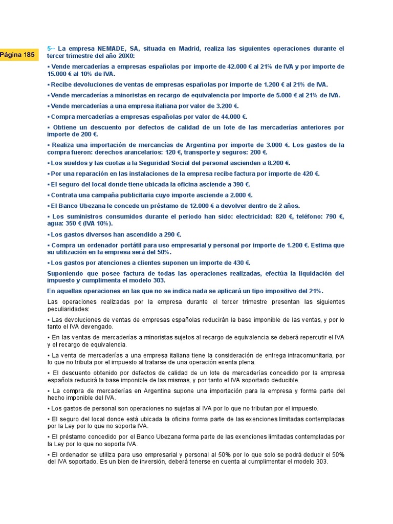 Liquidación del IVA T3 20X0 NEMADE, SA | PDF
