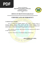 Barangay Certificate of Indigency Guide | PDF