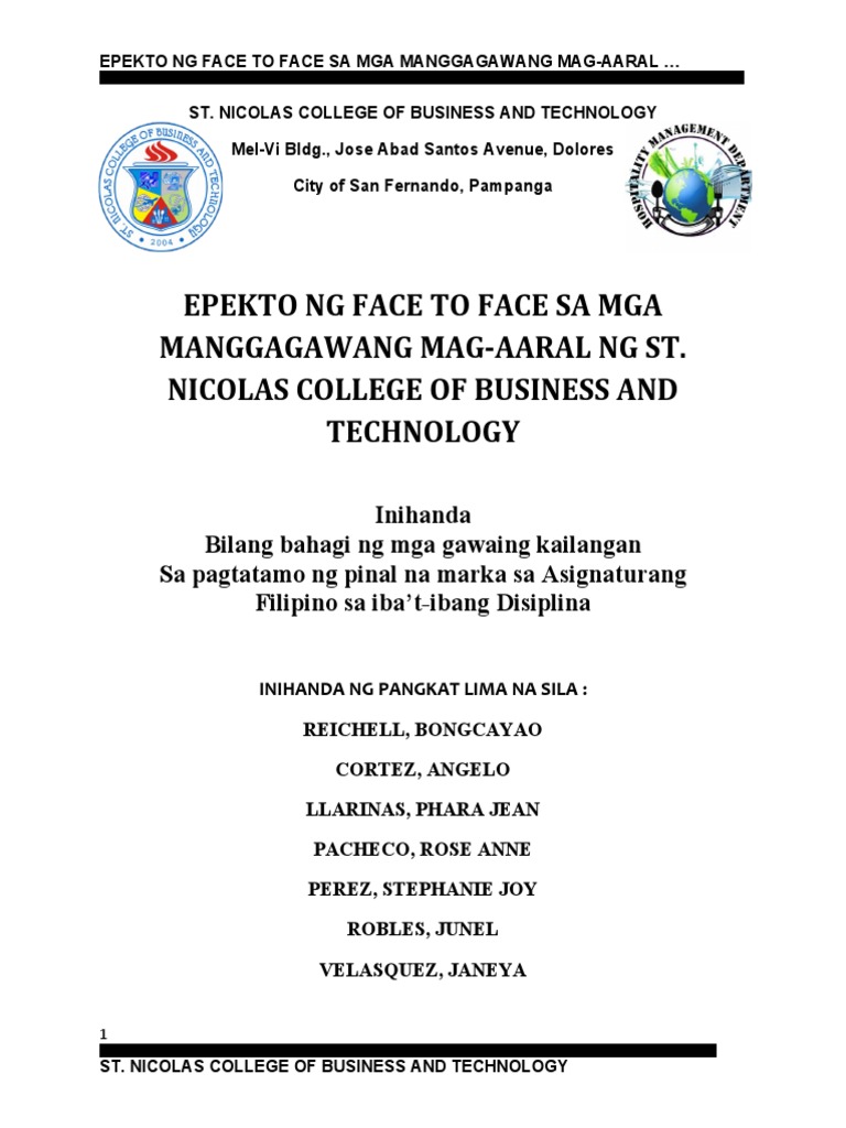Epekto NG Face To Face Sa Mga Working Student | PDF