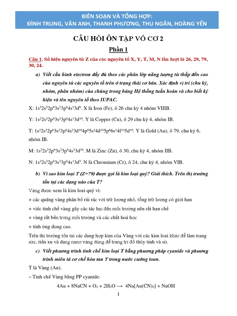 ÔN TẬP VÔ CƠ 2 2021 | PDF