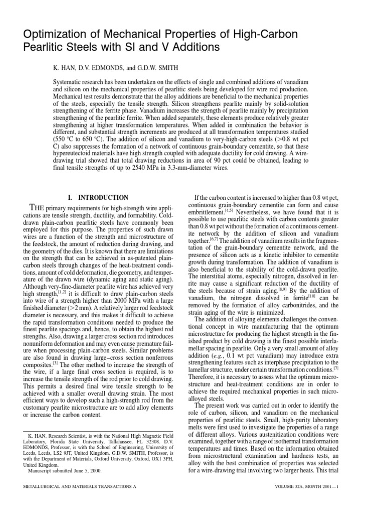 Optimization of Mechanical Properties of High-Carbon | PDF | Steel ...