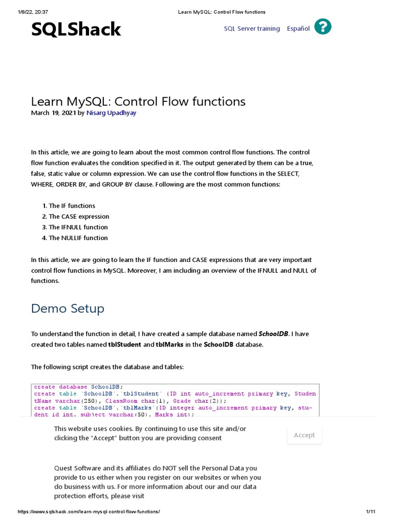 Learn MySQL_ Control Flow functions | PDF | My Sql | Data