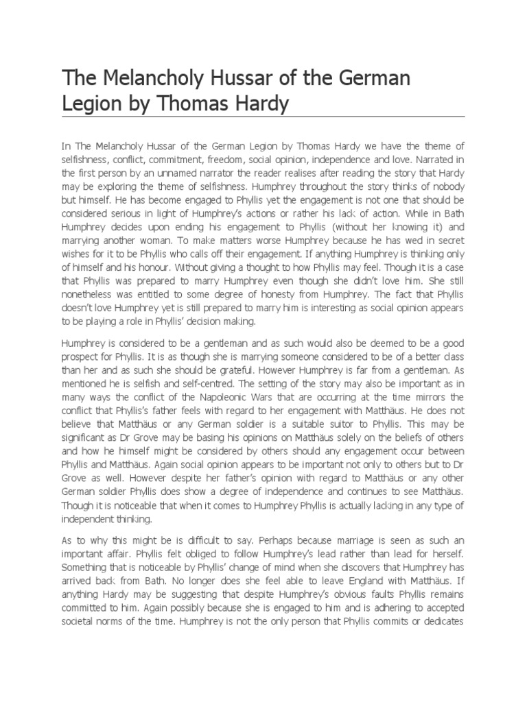 The Melancholy Hussar of The German Legion by Thomas Hardy PDF