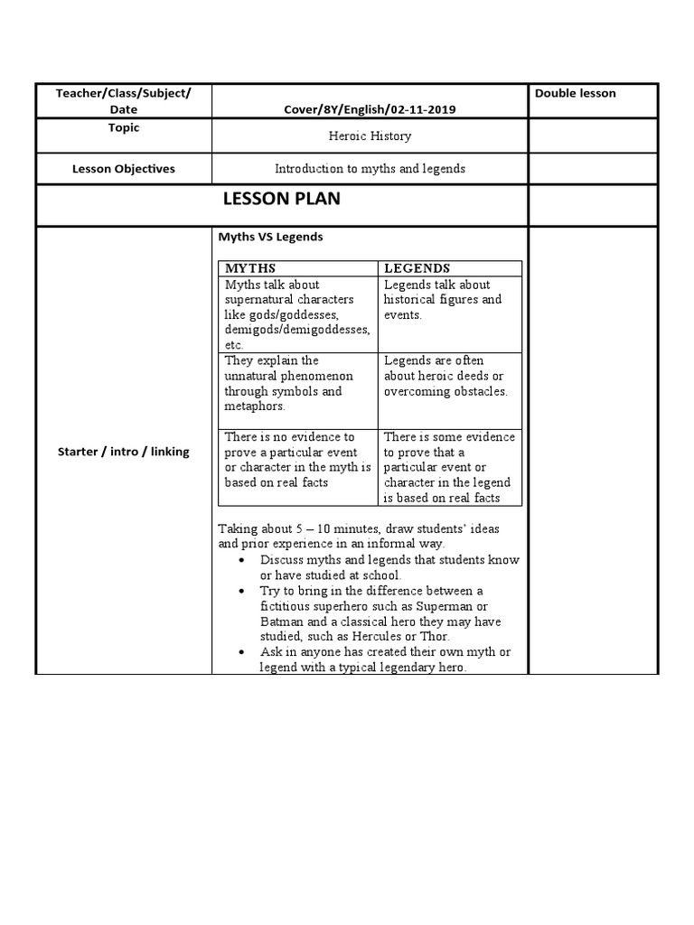 Myths & Legends for 8th Grade English | PDF | Hero | Legends