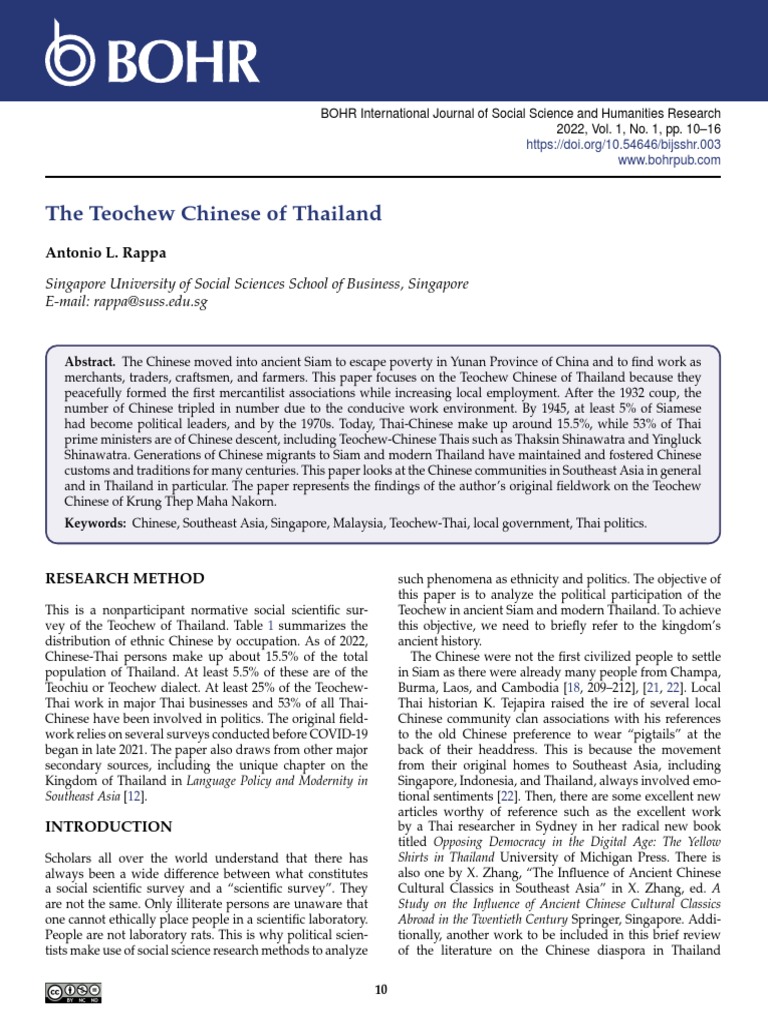 The Teochew Chinese of Thailand PDF Thailand Malaysia