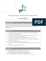 Tabletop Menu Tablets Pilot Project Charter