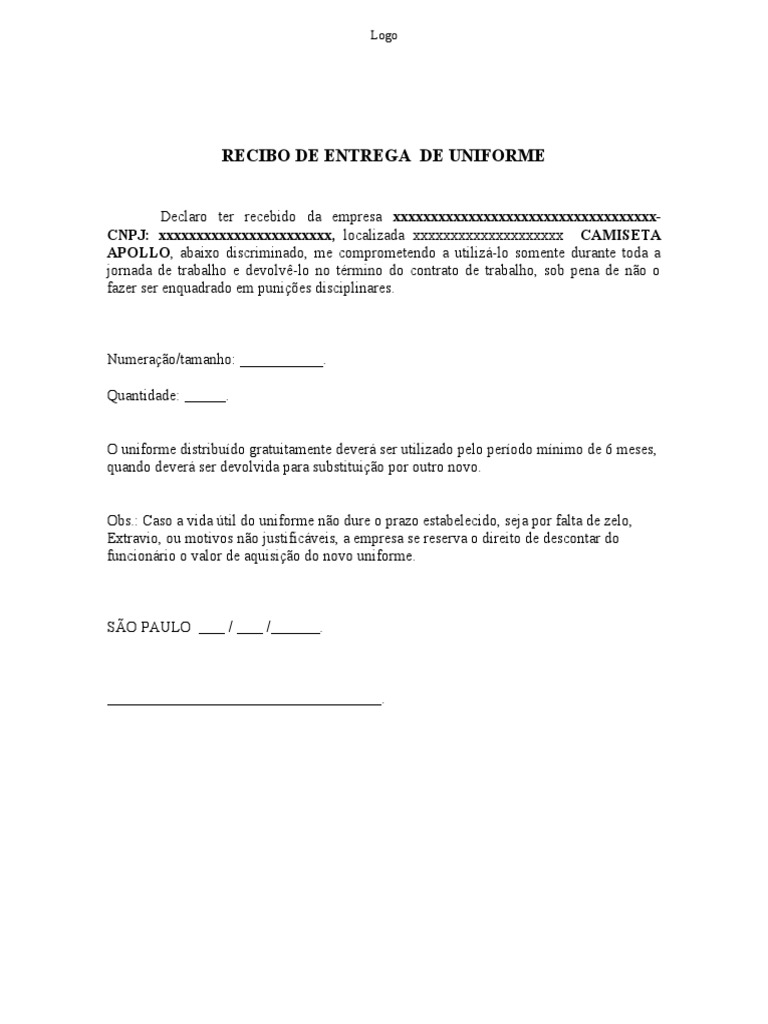 Recibo entrega de uniforme pdf