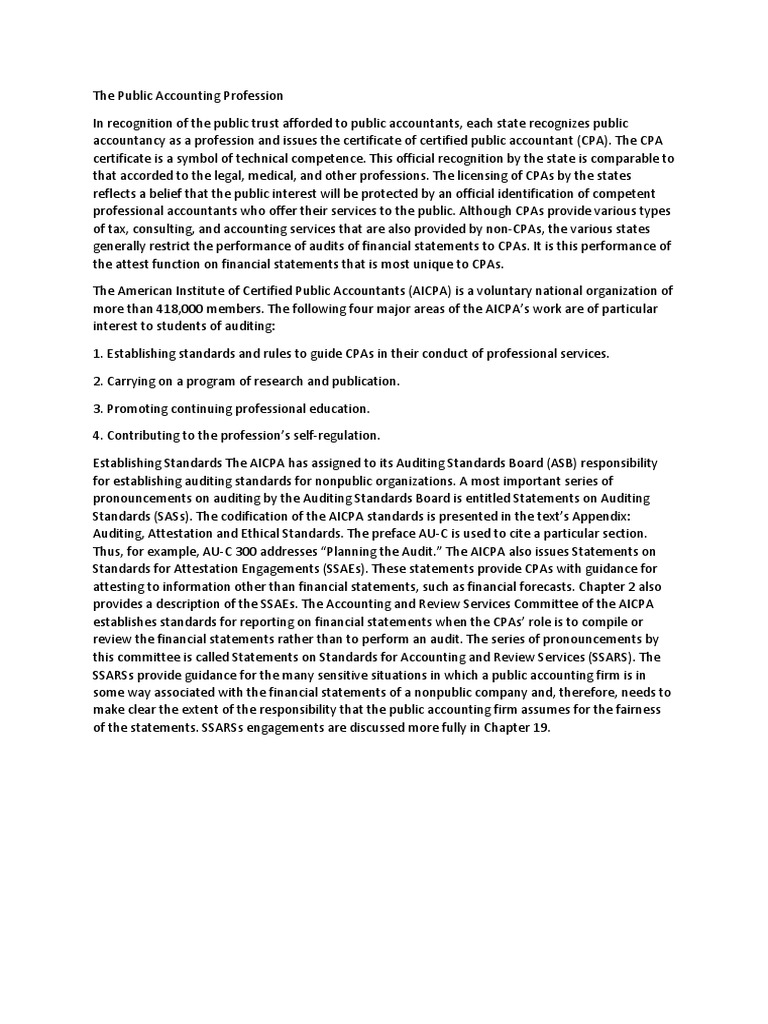Overview of the Public Accounting Profession | PDF | Certified Public ...