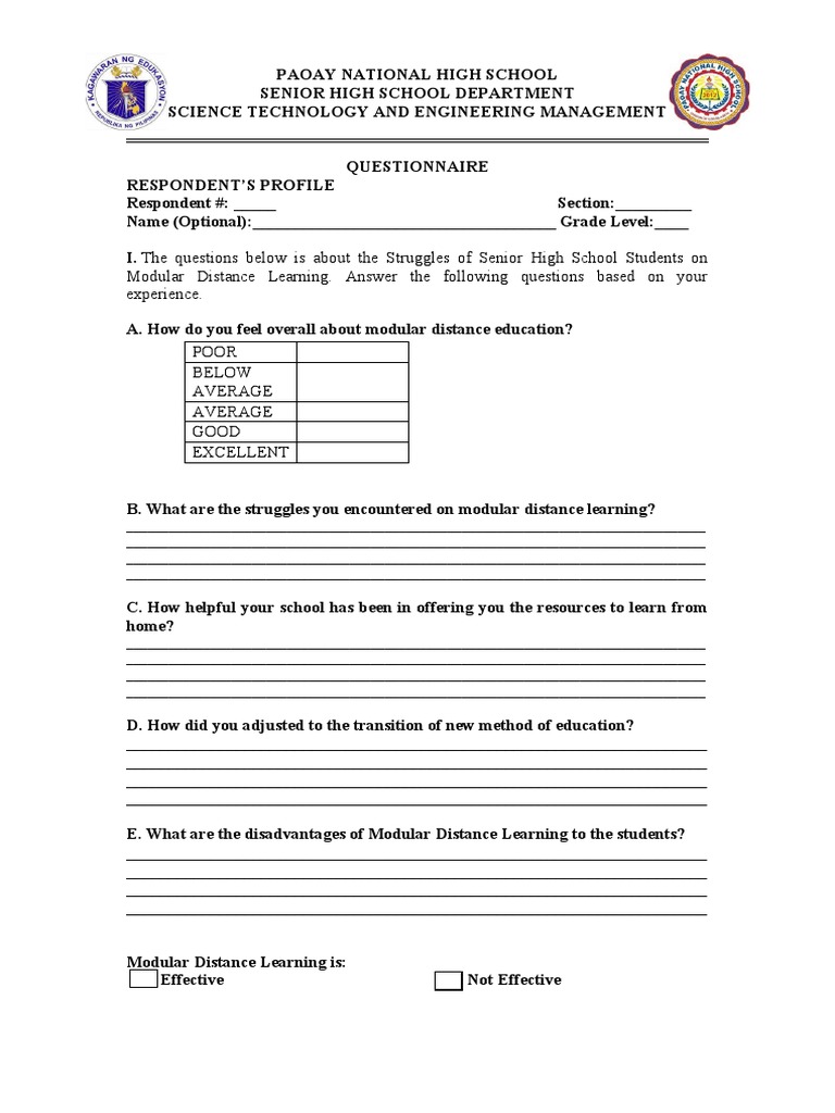 Final Questionnaire | PDF