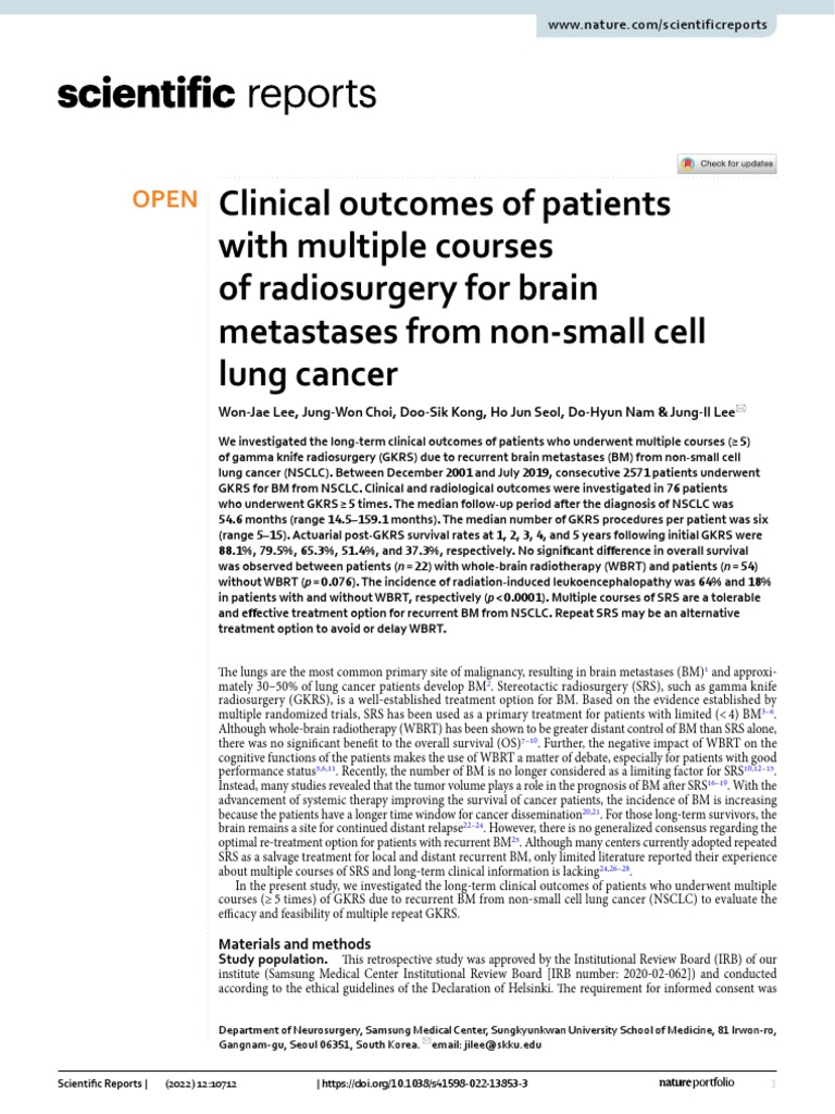 Clinical of Patients With Multiple Courses of Radiosurgery For Brain Metastases From