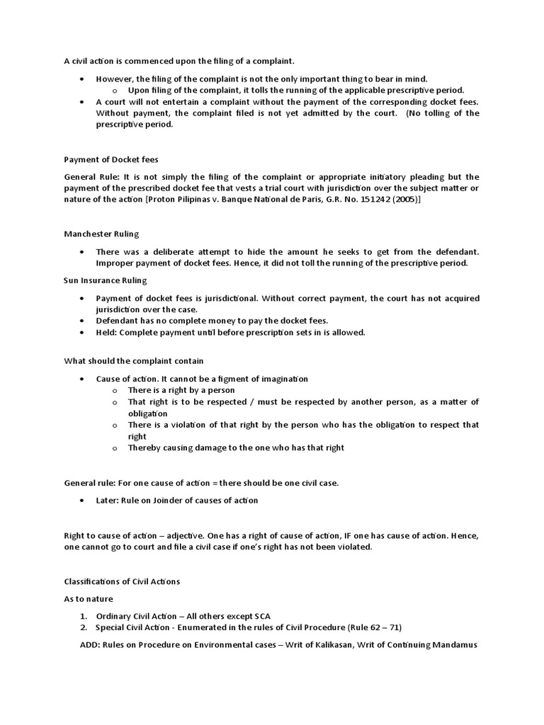 Notes Civil Procedure PDF In Rem Jurisdiction Lawsuit