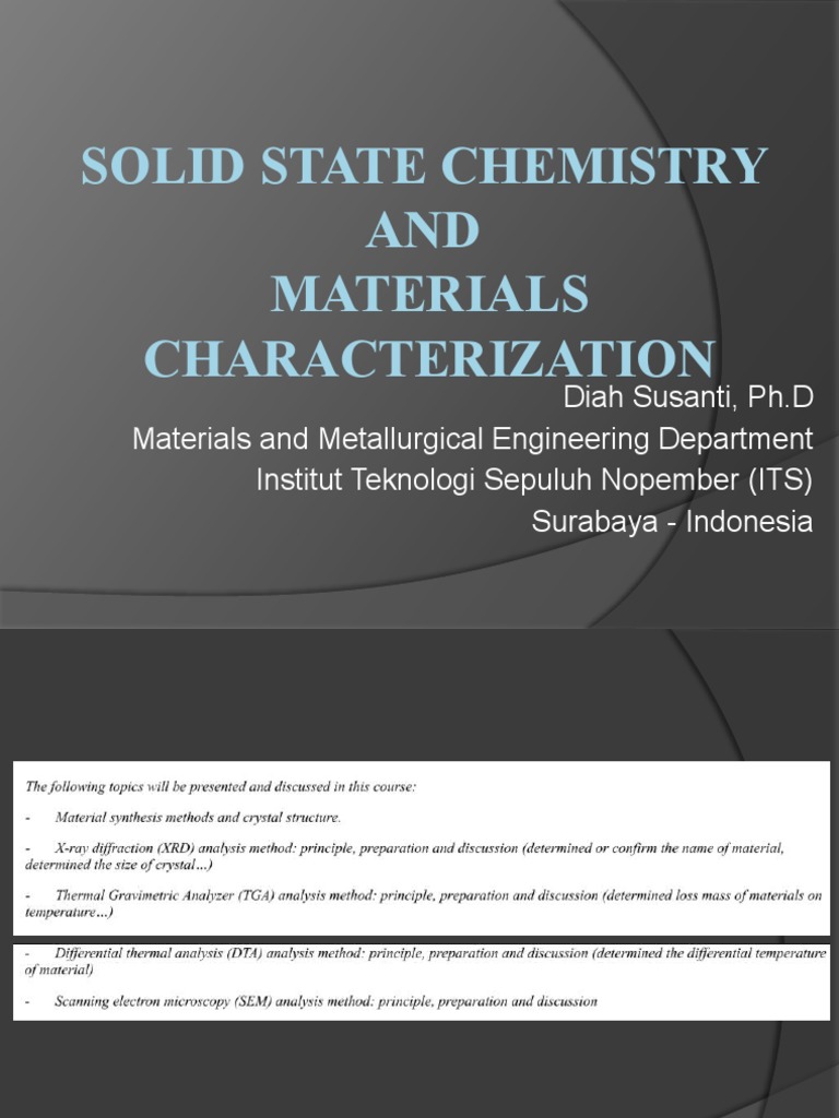Solid State Chemistry and Materials Characterization Syllabus PDF