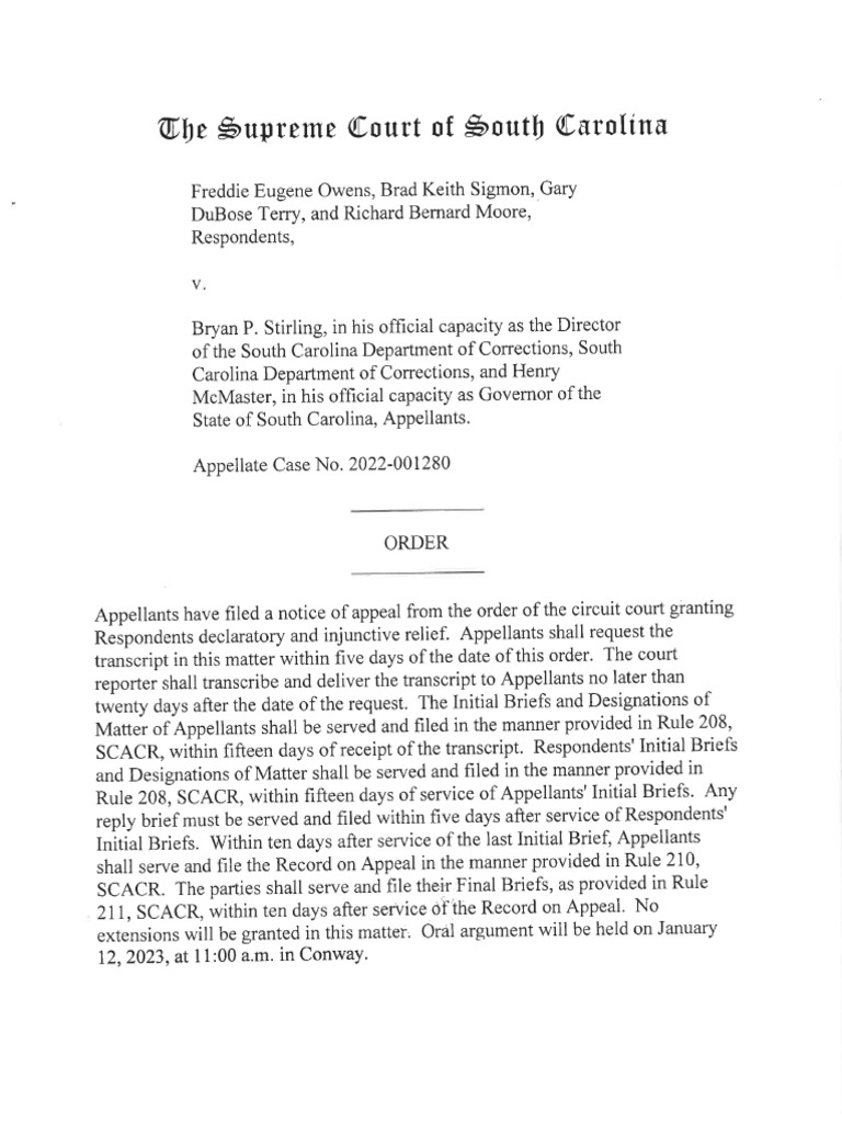 The South Carolina Supreme Court Is Hearing Oral Arguments in Jan. 2023 ...