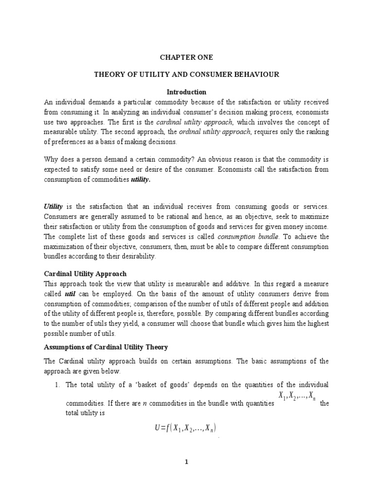 Utility Theory and Consumer Choices | PDF
