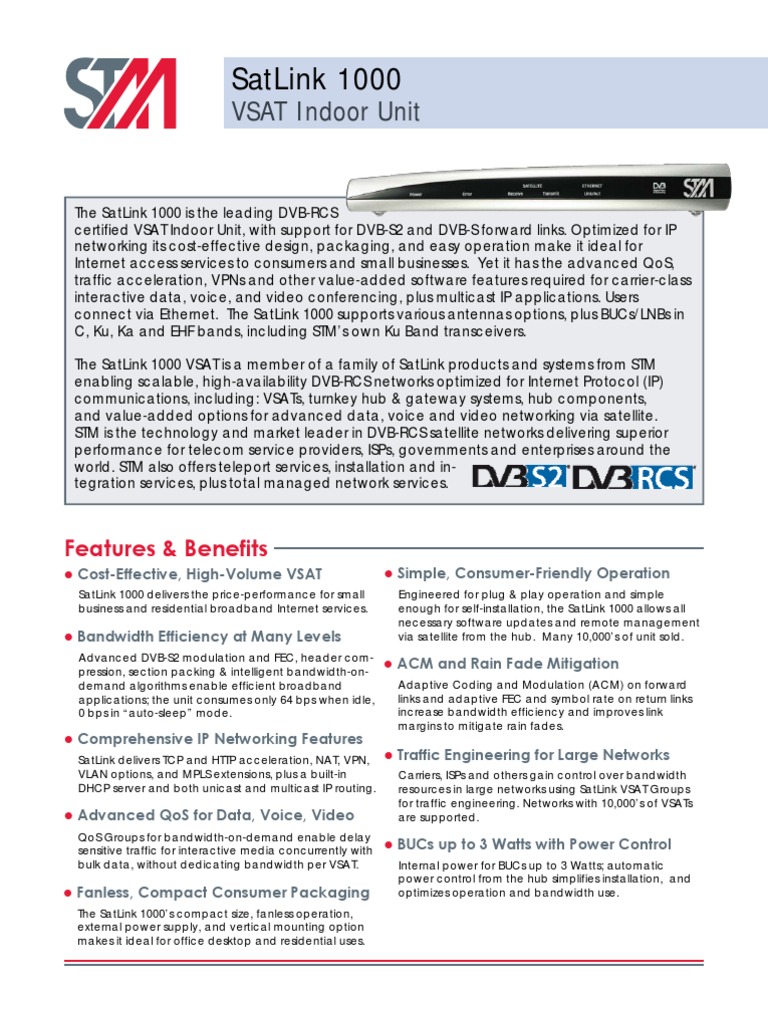 Satlink 1000 Vsat - Rev o | PDF | Network Packet | Quality Of Service
