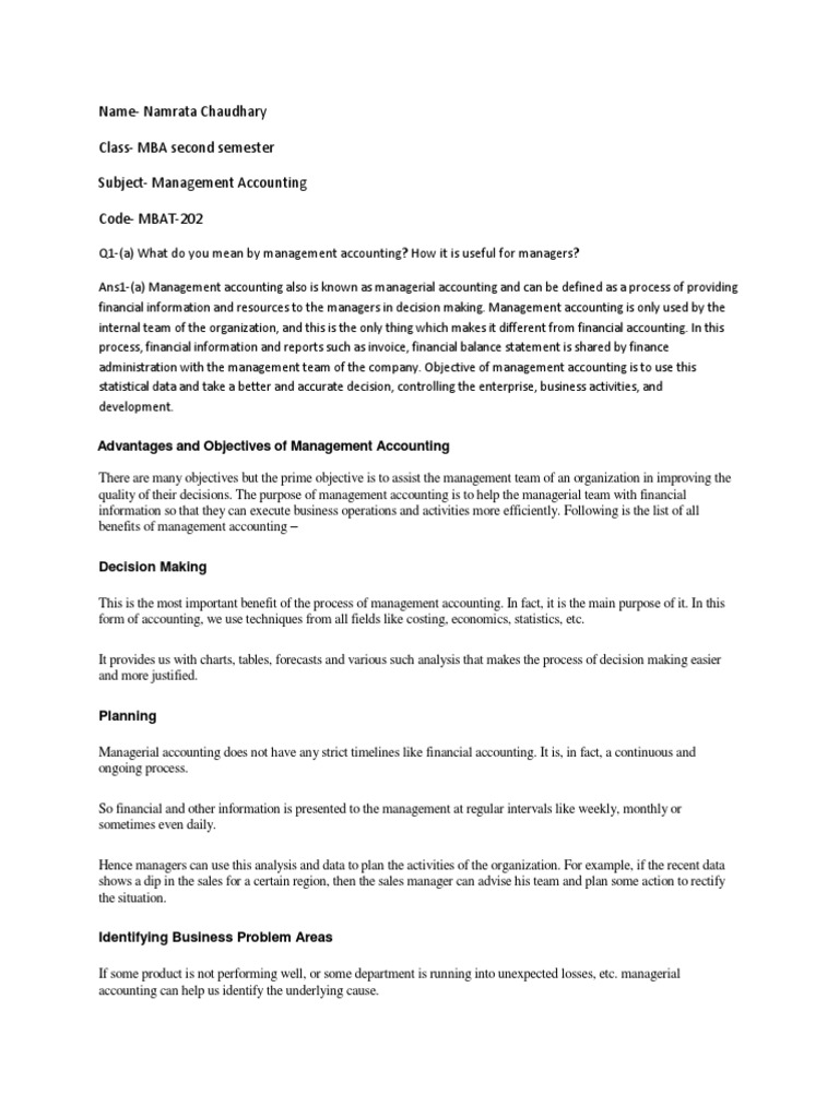 Management Accounting Pdf Management Accounting Cost Accounting
