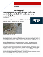 Asfaltado de Carretera Río Blanco-Mollepata Beneficiará A Más de 5.000 Habitantes en La Provincia de Anta - Gobierno Del Perú