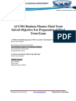ACC501 Business Finance Final Term Solved Objective For Preparationof Final Term Exam