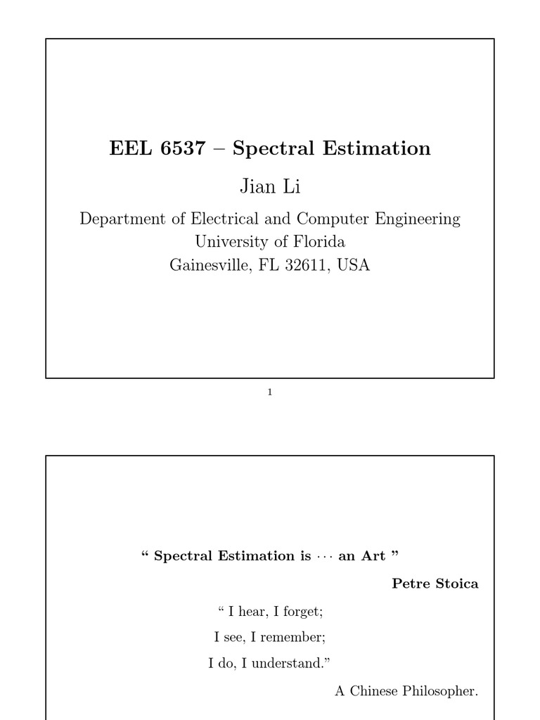 EEL 6537 - Spectral Estimation Jian Li | PDF