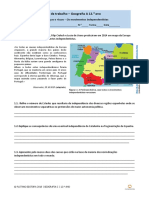 GEOGRAFIA C 12 - Ficha Novas Ameaças e Riscos - Os Movimentos Independentistas