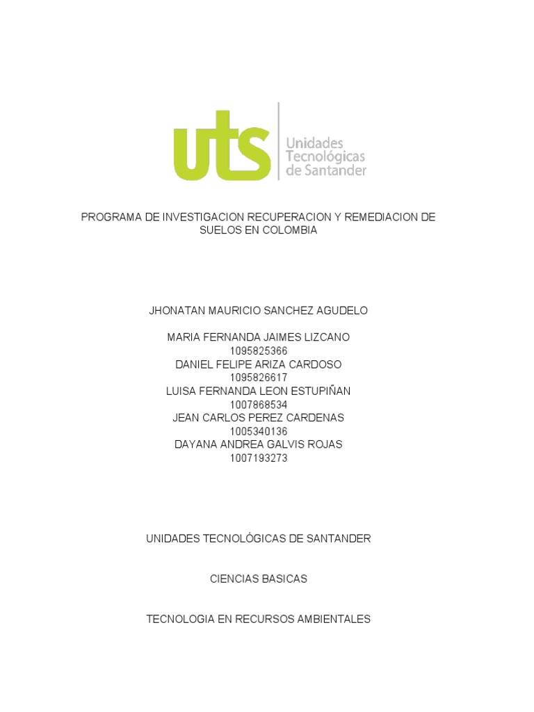 Programa de investigación sobre recuperación y remediación de suelos ...