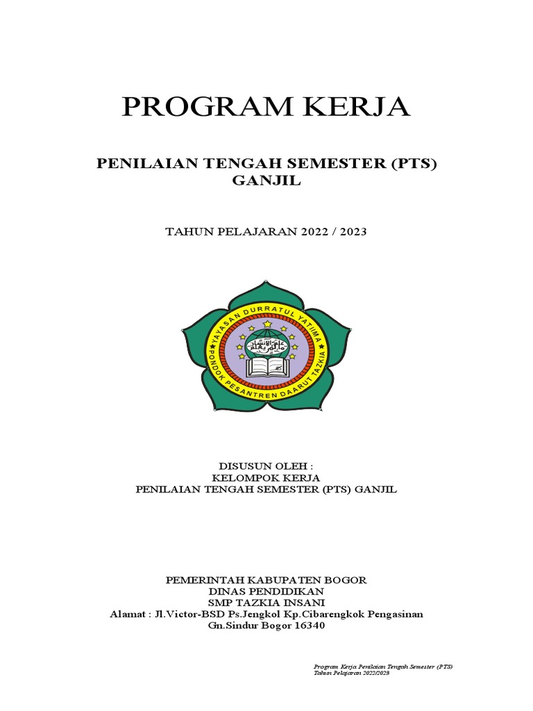 Program Kerja PTS Ganjil SMP Tazkia 2022 | PDF