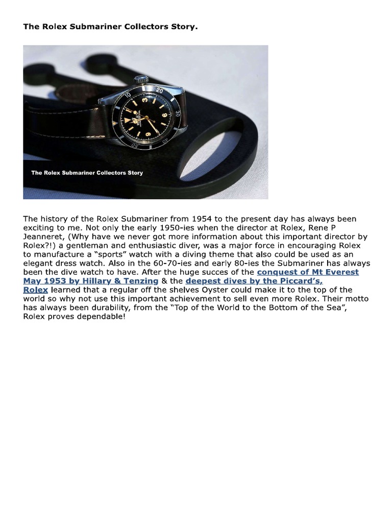 The Rolex Submariner Collectors Story | PDF