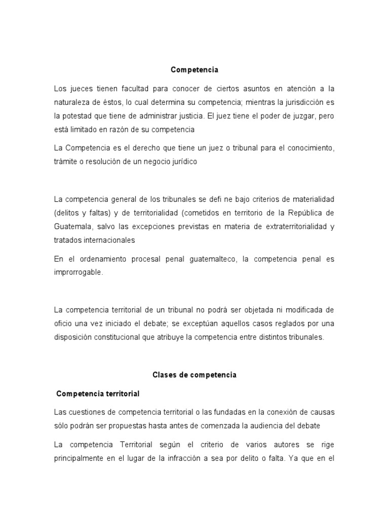 Competencia y Jurisdiccion | PDF | Jurisdicción | Ley procesal