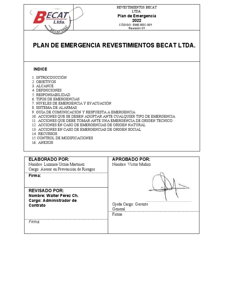 PLAN DE EMERGENCIA 2022 Actualizado | PDF | Mercancías peligrosas | Policía