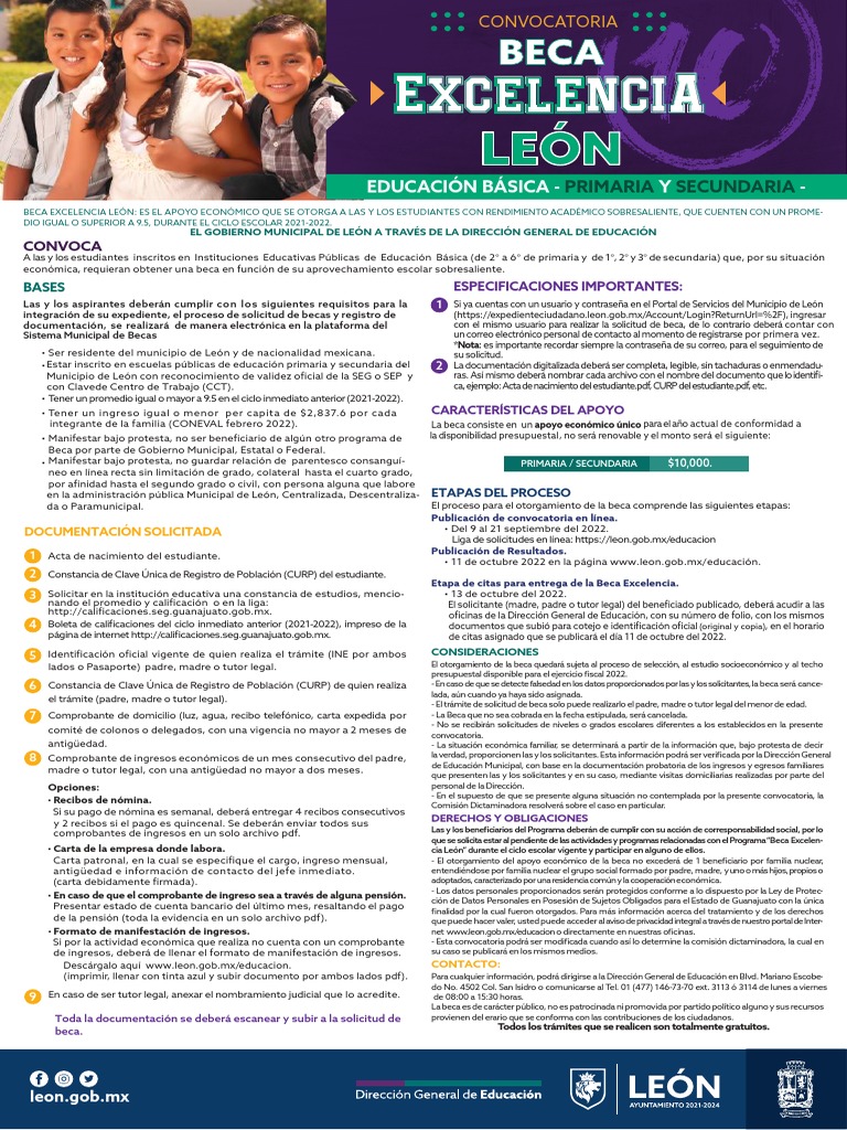 Convocatoria Beca Excelencia León 2025 | PDF