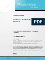 Archivo y Domicilio, El Lugar Del Archivo - Graciela Goldchluk